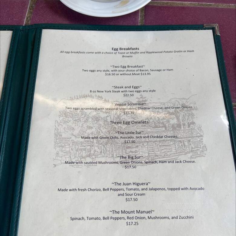 Ripplewood Resort Restaurant - Big Sur, CA menu_pic