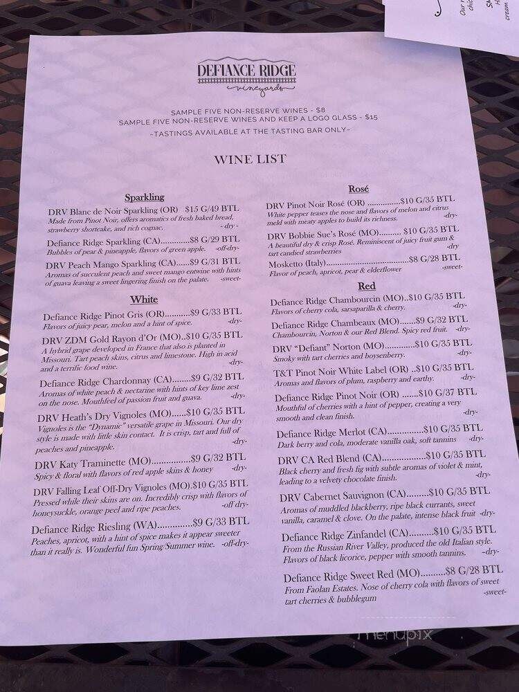 Wine Country Gardens - Defiance, MO menu_pic