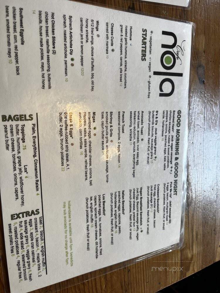 Cafe Nola - Frederick, MD menu_pic