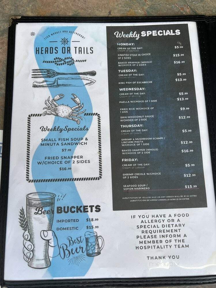 Heads Or Tails Seafood - Miami, FL menu_pic