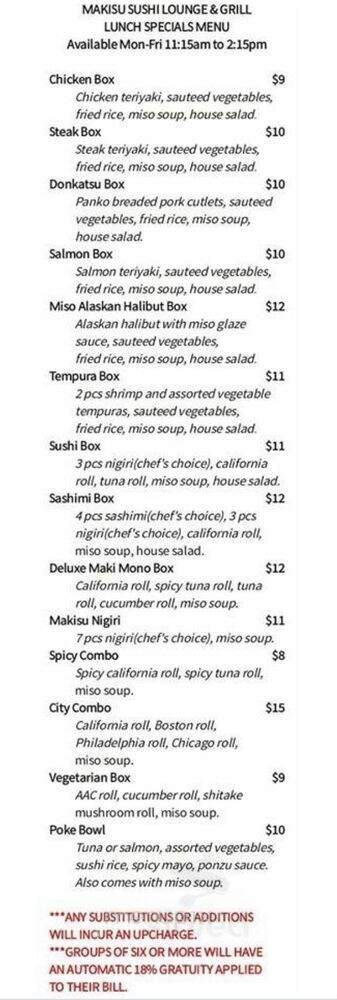 Makisu Sushi Lounge & Grill - Skokie, IL menu_pic