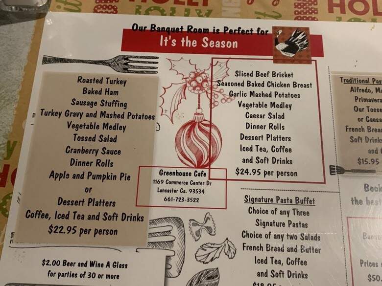 Greenhouse Cafe - Lancaster, CA menu_pic