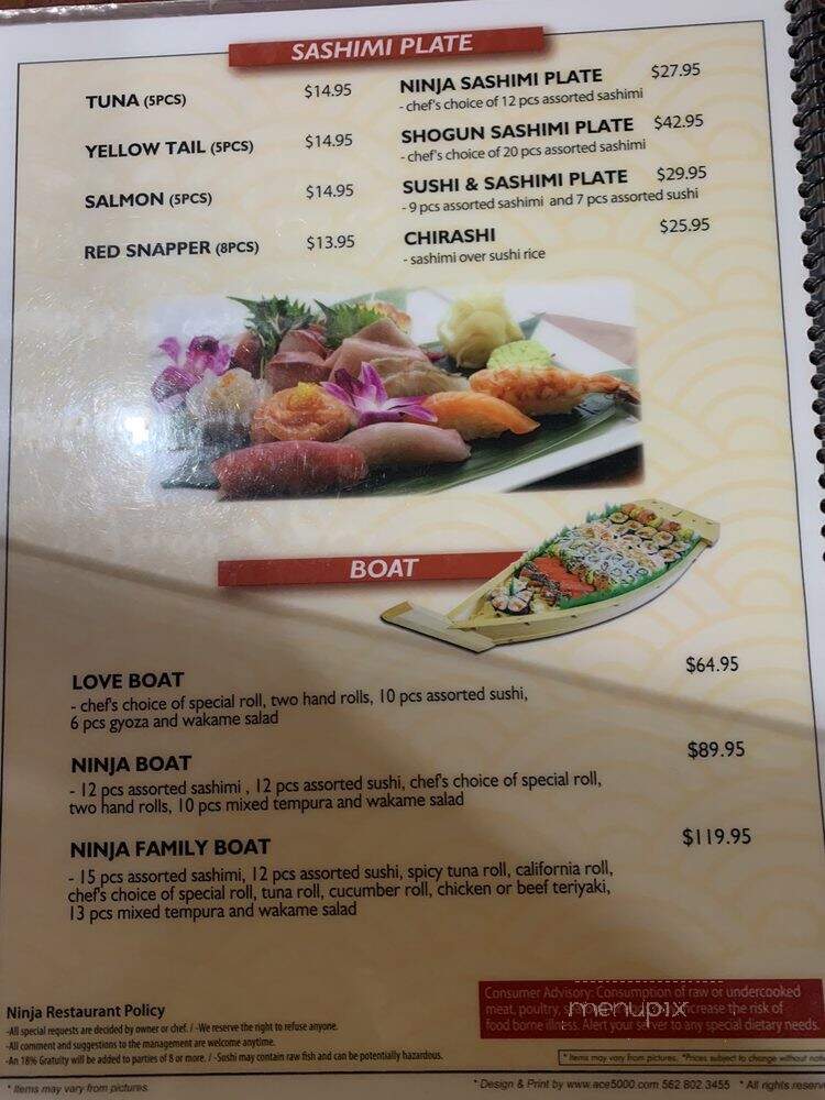 Ninja Sushi - Yuma, AZ menu_pic