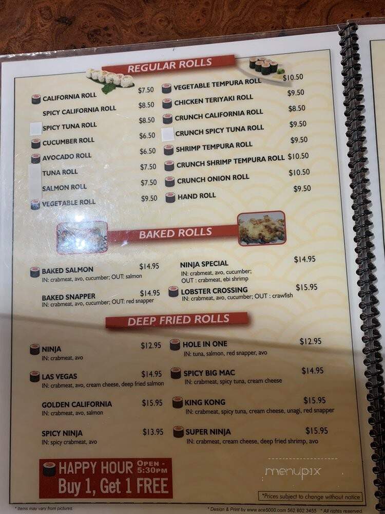 Ninja Sushi - Yuma, AZ menu_pic