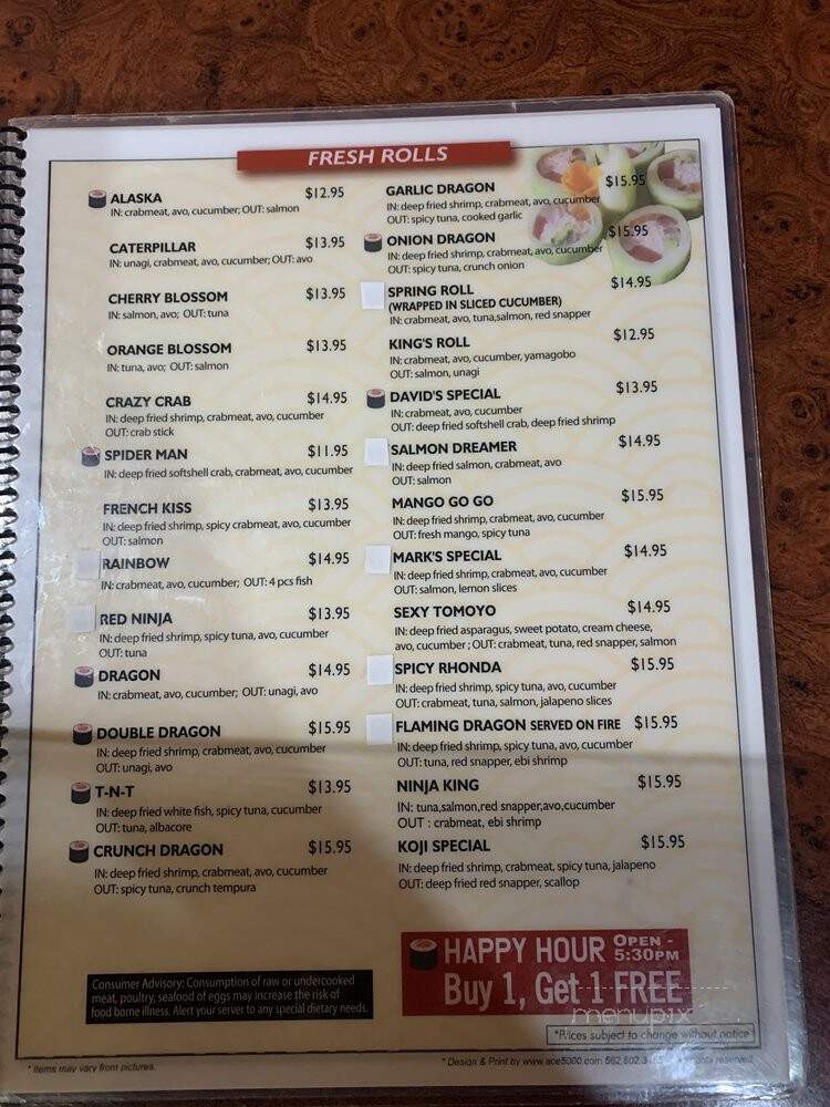 Ninja Sushi - Yuma, AZ menu_pic