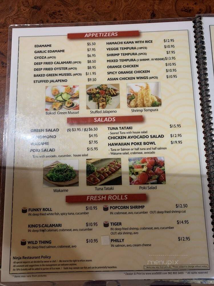 Ninja Sushi - Yuma, AZ menu_pic