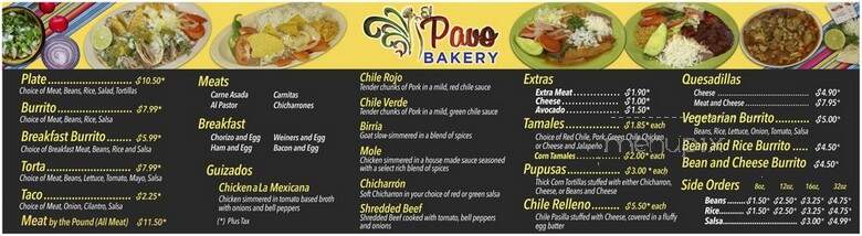 El Pavo Bakery - San Gabriel, CA menu_pic