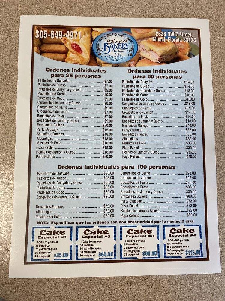 Diana's Cafe - Miami, FL menu_pic