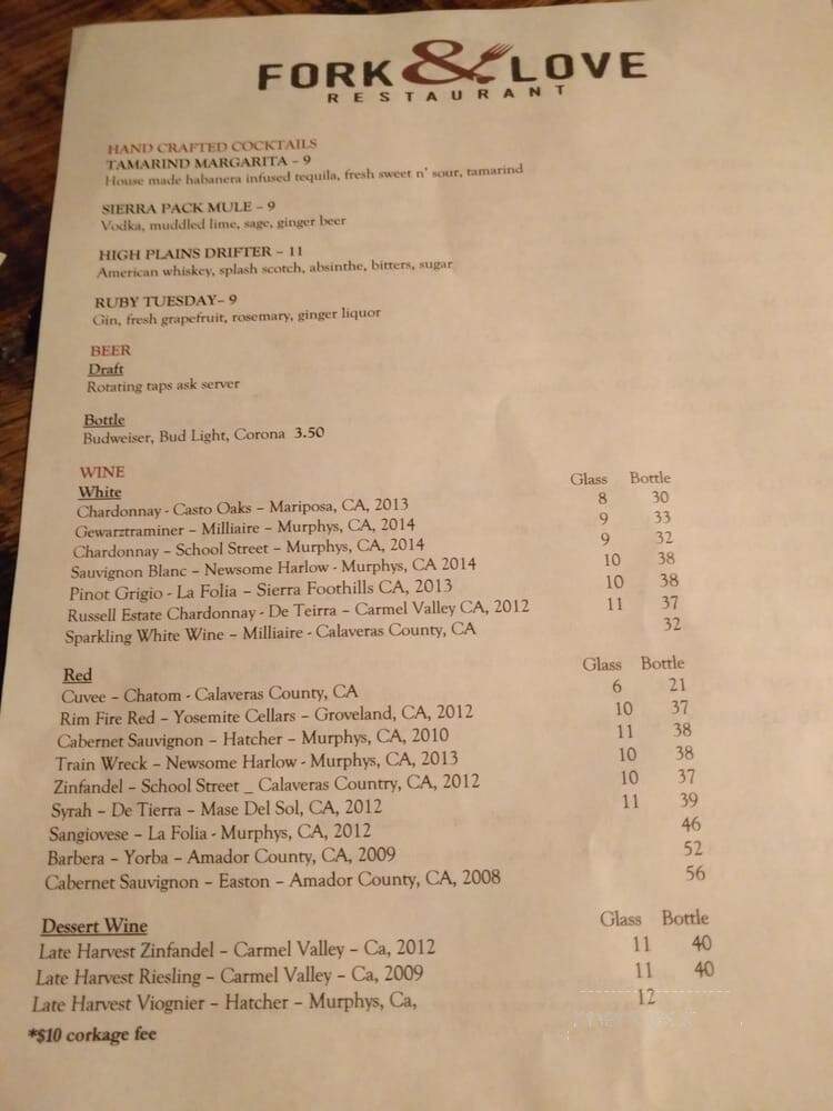 Cafe Charlotte - Groveland, CA menu_pic