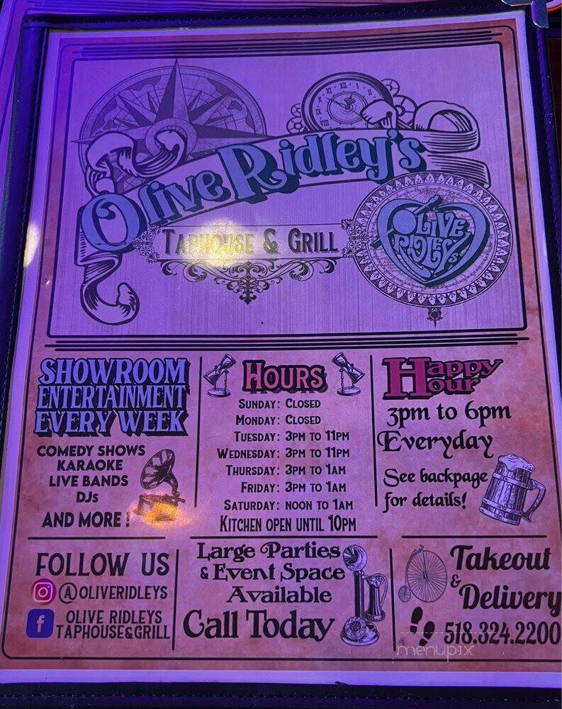Olive Ridleys - Plattsburgh, NY menu_pic