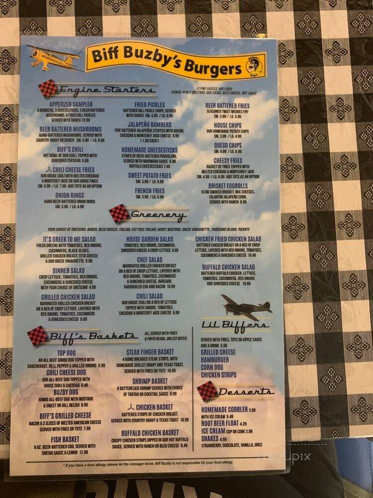 Biff Buzby's Burgers - Live Oak, TX menu_pic