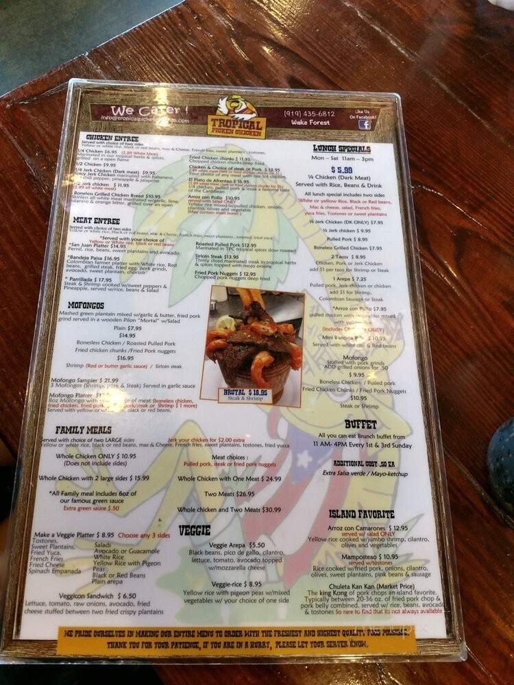 Tropical Picken Chicken - Wake Forest, NC menu_pic