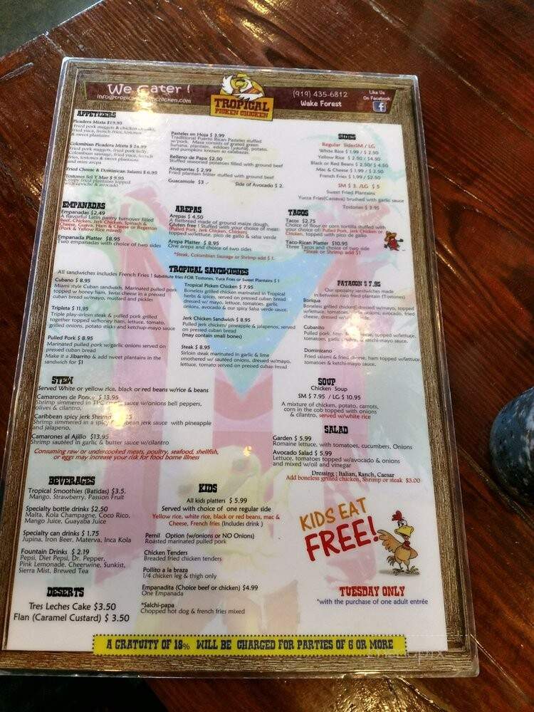 Tropical Picken Chicken - Wake Forest, NC menu_pic