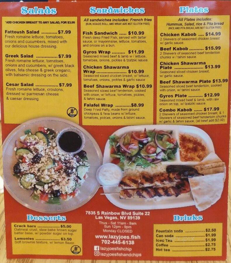 Lazy Joe's Fish & Chips - Las Vegas, NV menu_pic
