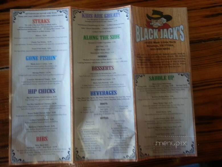 Blackjack's Family Sport Grill - Houston, TX menu_pic