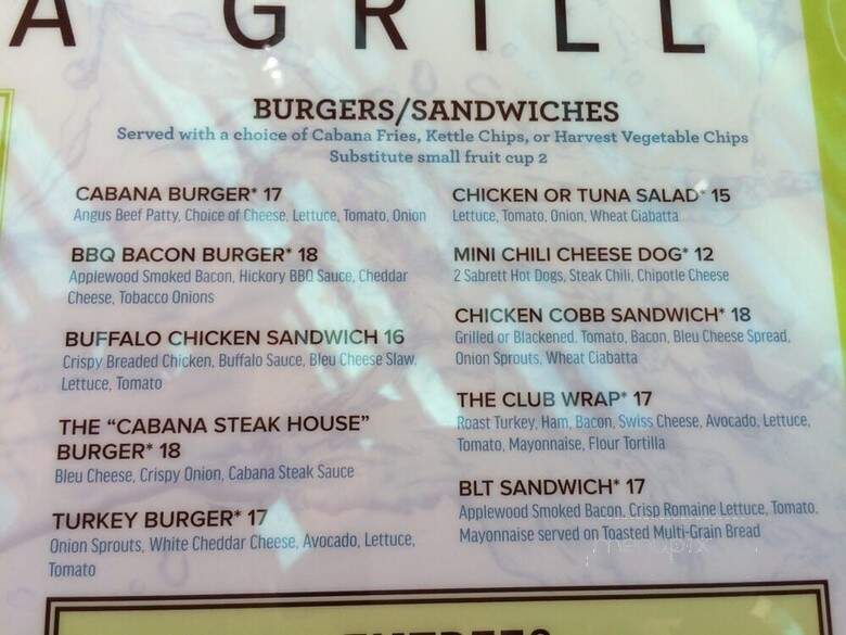 Cabana Grille - Las Vegas, NV menu_pic