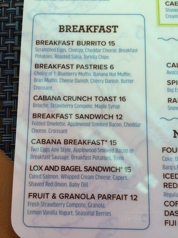 Cabana Grille - Las Vegas, NV menu_pic