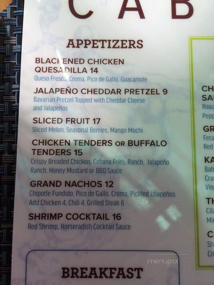 Cabana Grille - Las Vegas, NV menu_pic