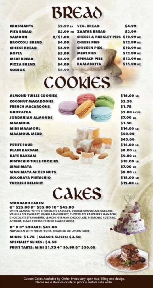 Mid-East Pastry - Sterling Heights, MI menu_pic