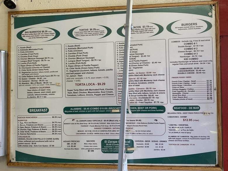 El Zarape - Santa Barbara, CA menu_pic