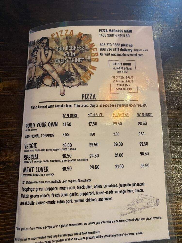 Pizza Madness - Kihei, HI menu_pic