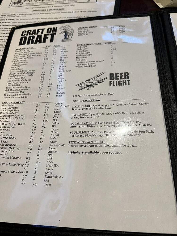 On Tap Sports Cafe Galleria - Birmingham, AL menu_pic