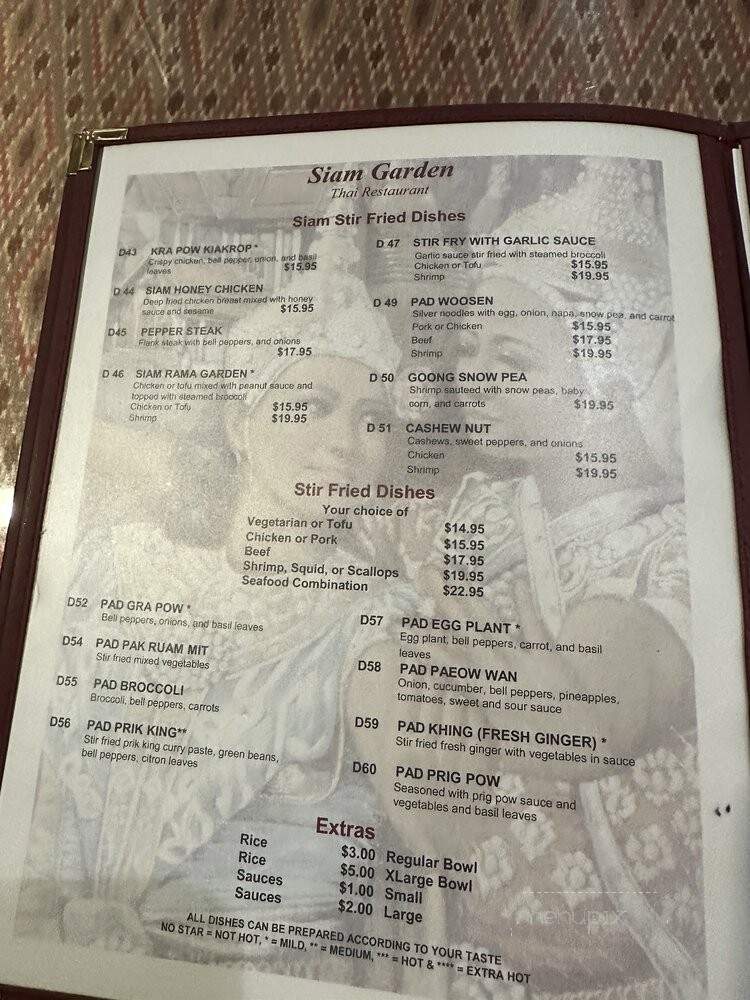 Siam Garden Thai - Charlotte, NC menu_pic