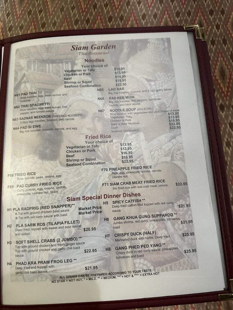 Siam Garden Thai - Charlotte, NC menu_pic