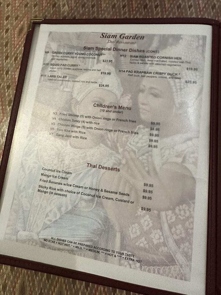 Siam Garden Thai - Charlotte, NC menu_pic