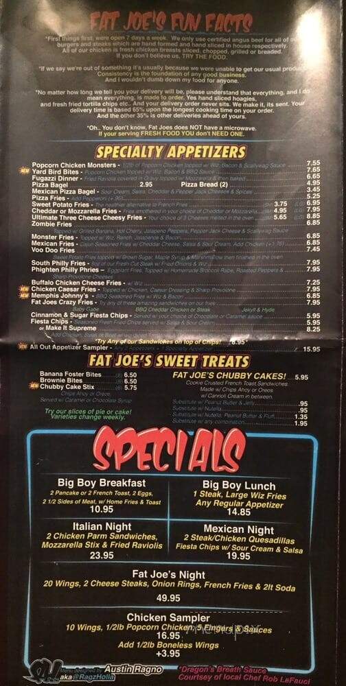 Fat Joe's Lunchbox - Philadelphia, PA menu_pic