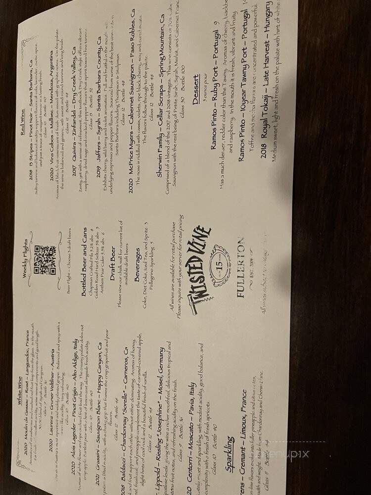 Twisted Vine & Wine Bar - Fullerton, CA menu_pic