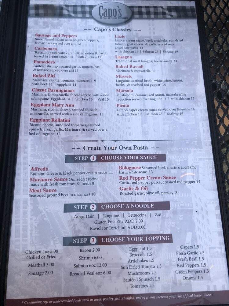 Capo's Italian Resturante - Acworth, GA menu_pic