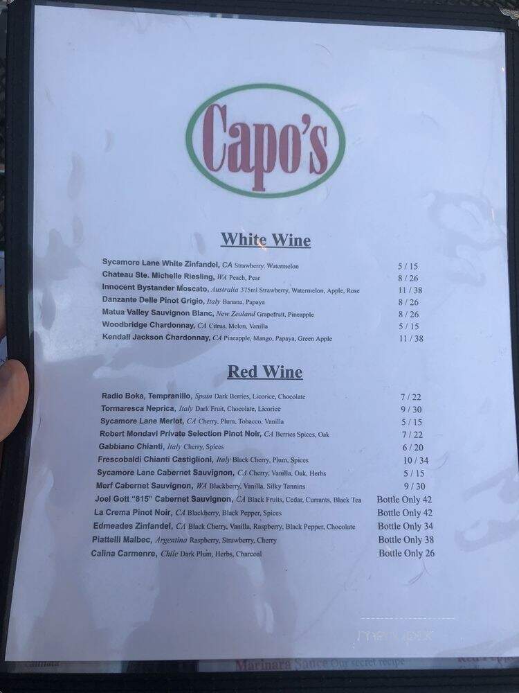 Capo's Italian Resturante - Acworth, GA menu_pic