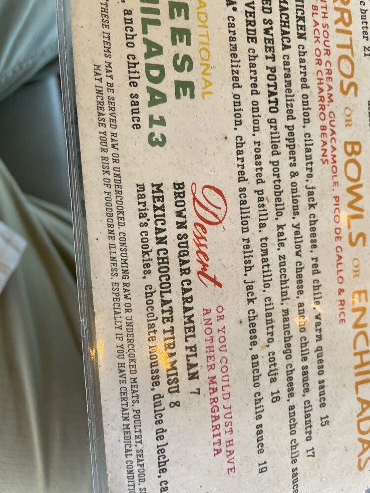 Blanco Tacos + Tequila - Tucson, AZ menu_pic