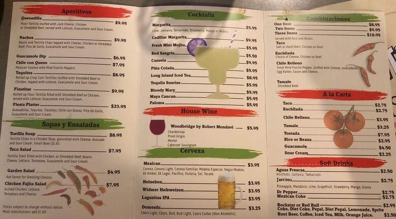 Fajitas Mexican Restaurant - Clackamas, OR menu_pic
