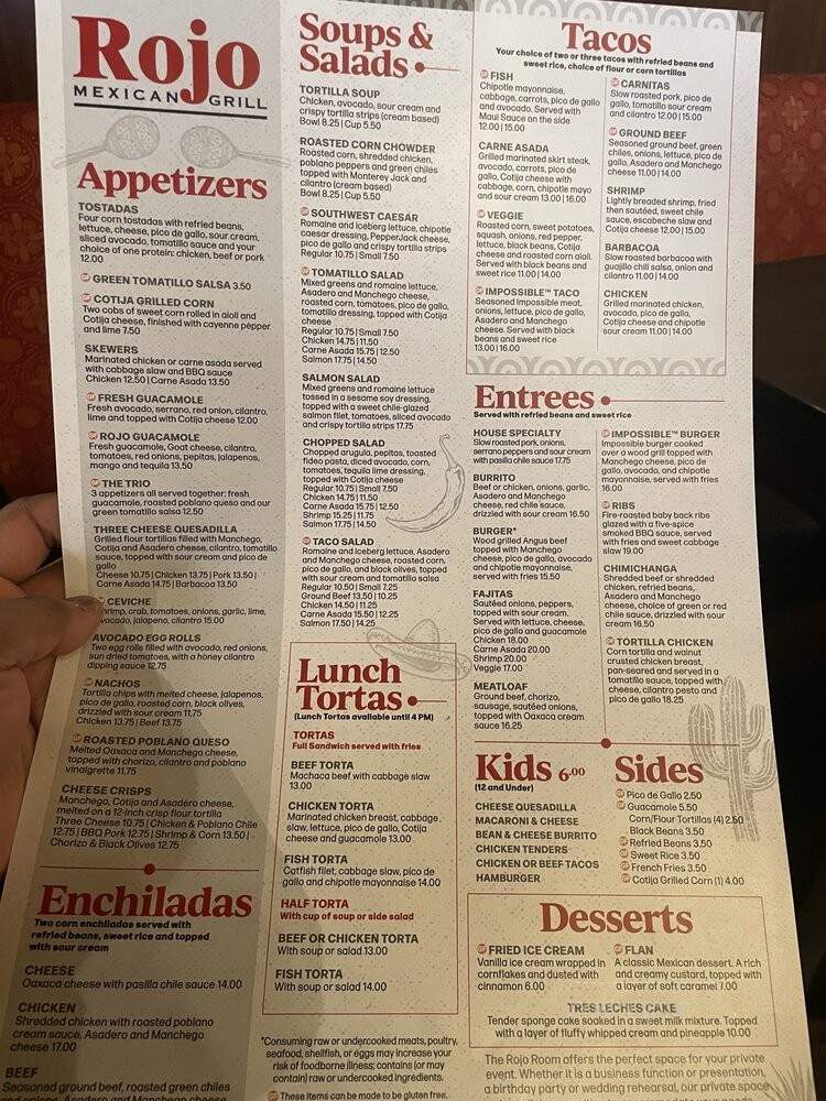 Rojo Mexican Grill - Saint Louis Park, MN menu_pic