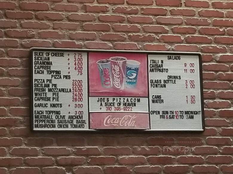 Joe's Pizza - Santa Monica, CA menu_pic