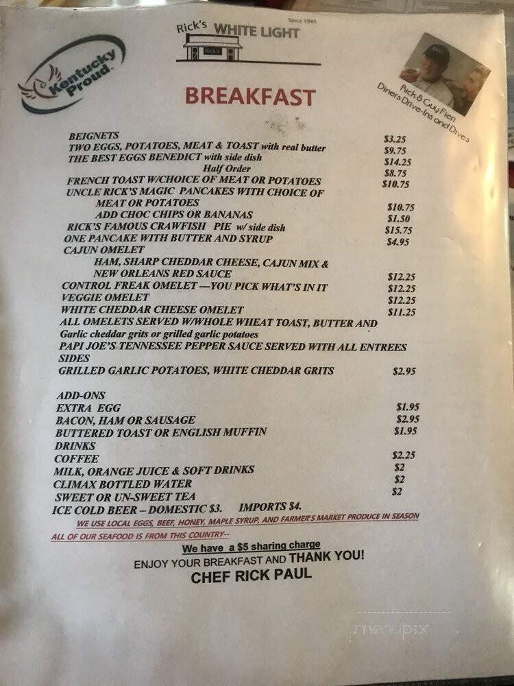 Rick's City Cafe - Frankfort, KY menu_pic