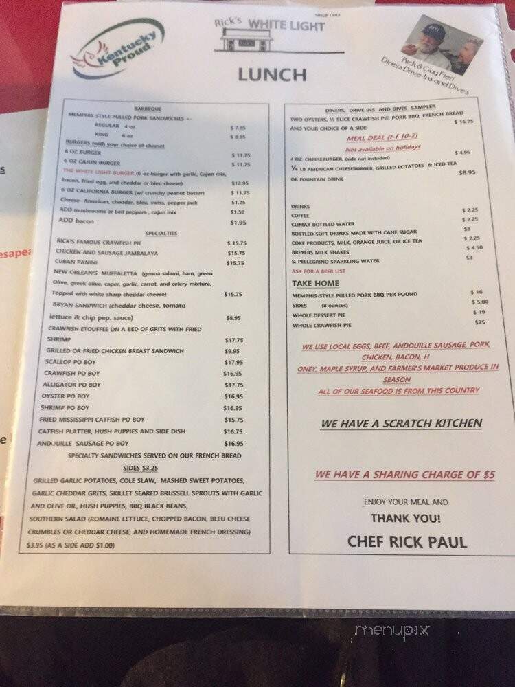 Rick's City Cafe - Frankfort, KY menu_pic