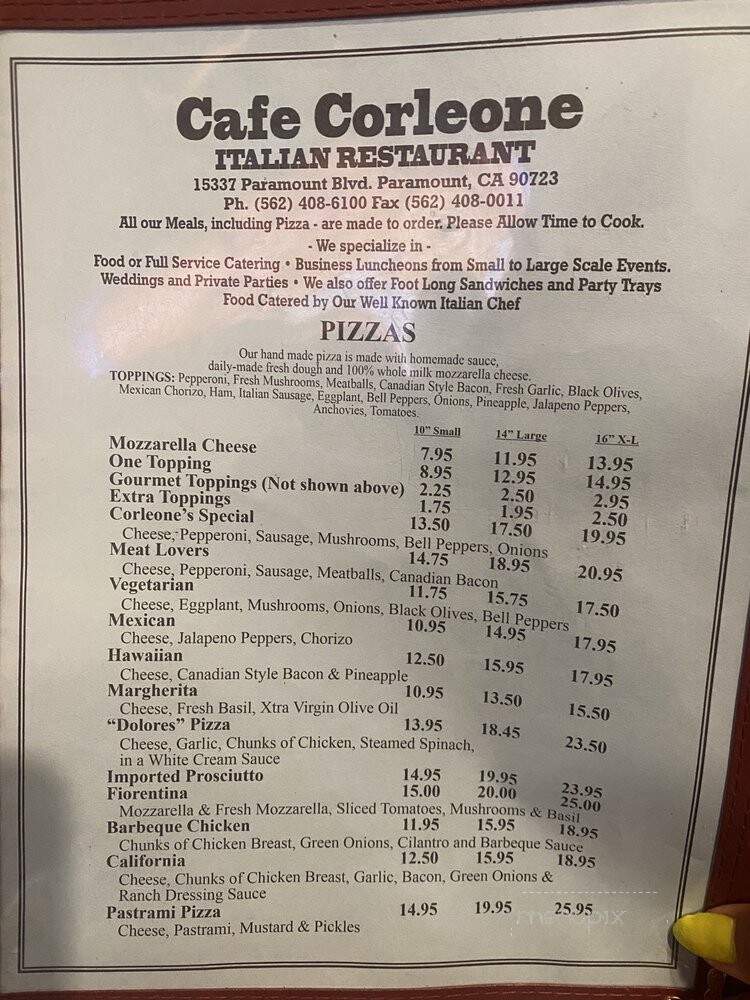Cafe Corleone - Paramount, CA menu_pic