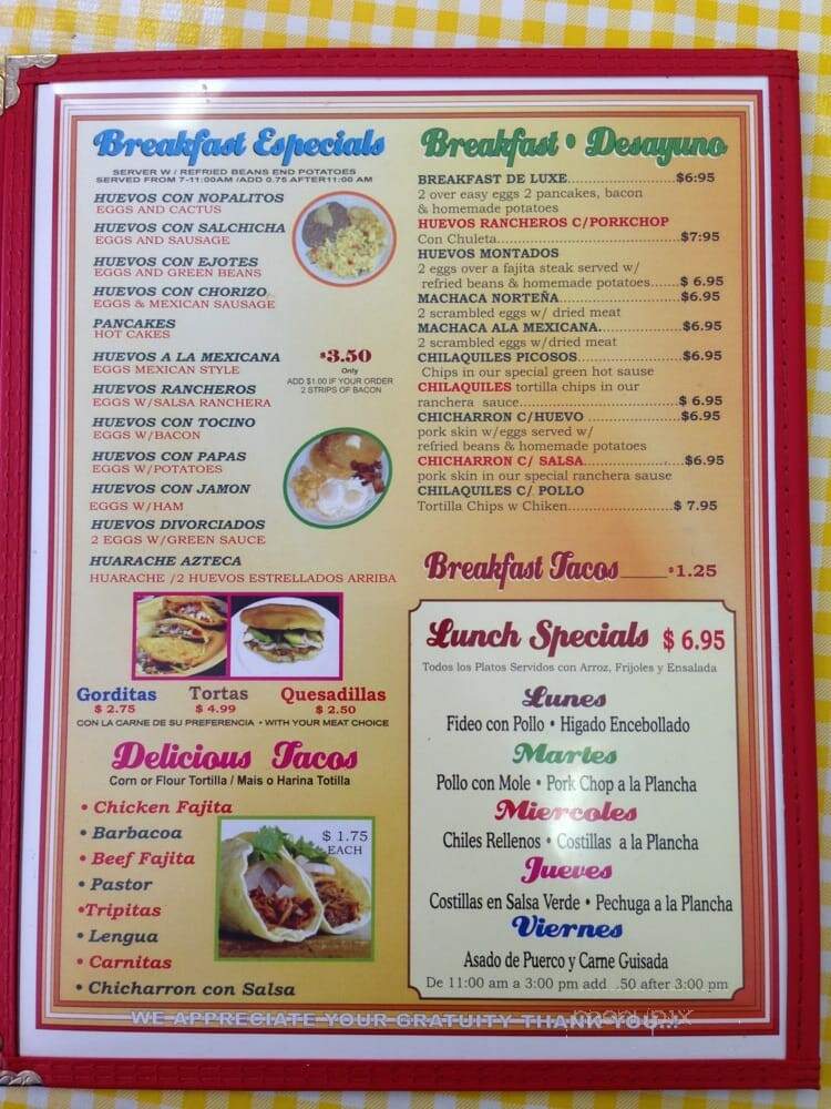 Las Fuentes Taqueria - Houston, TX menu_pic