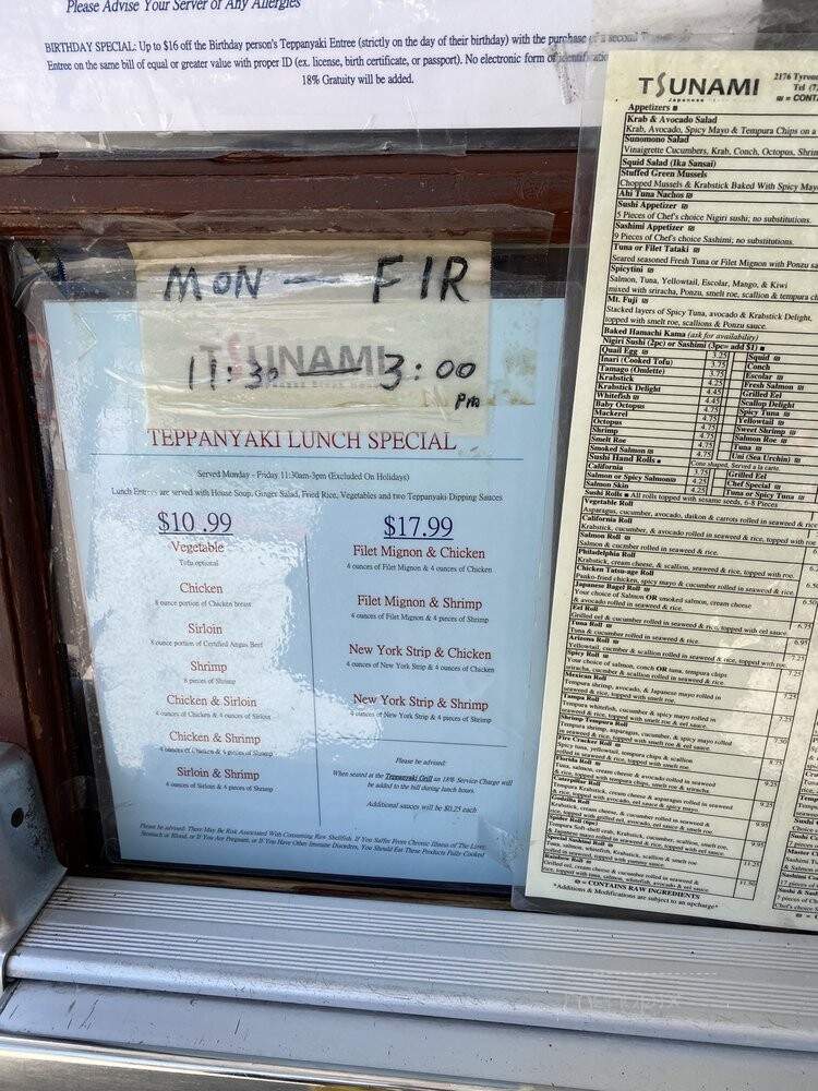Tsunami Japanese Steak House - St Petersburg, FL menu_pic
