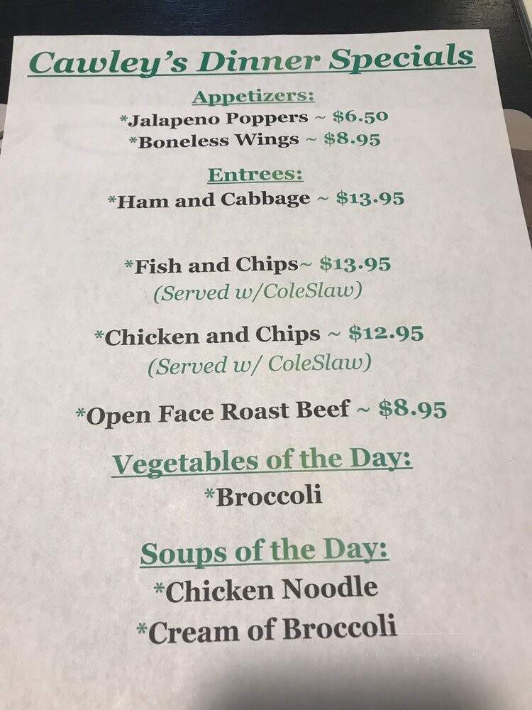 Cawley's - Upper Darby, PA menu_pic