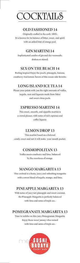 Sushi Badaya - Highland Park, IL menu_pic