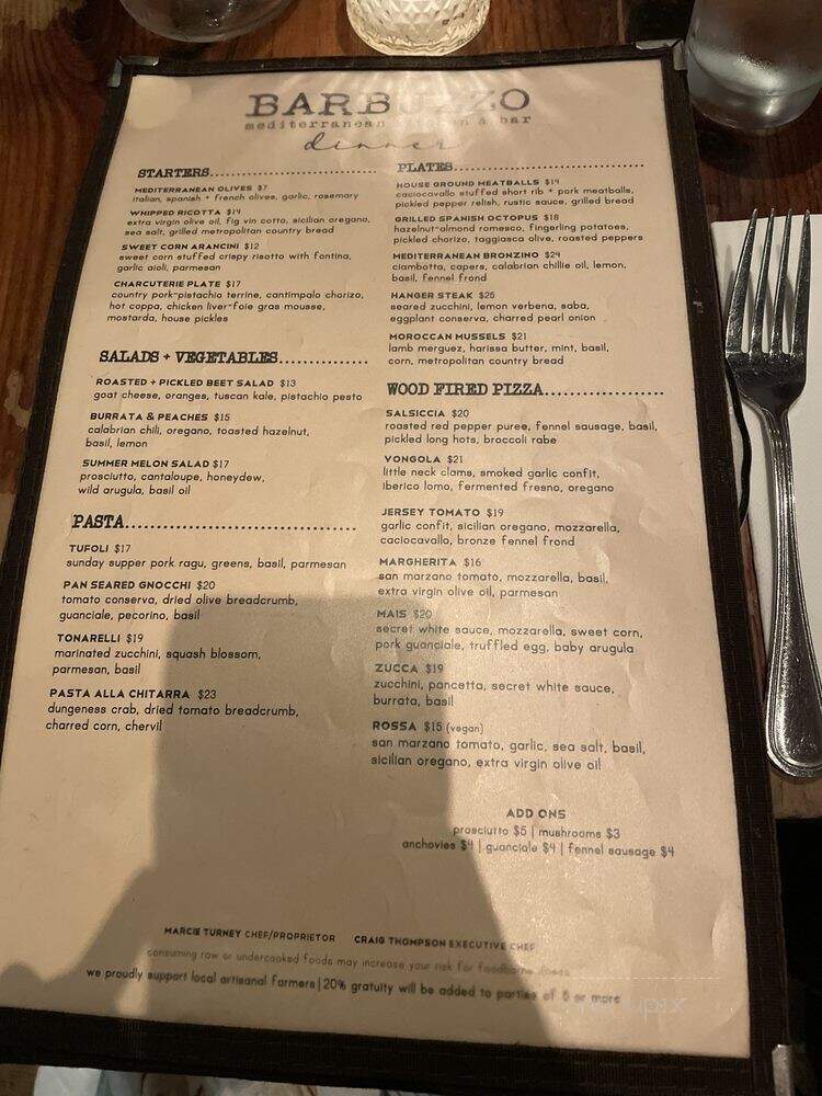 Barbuzzo - Philadelphia, PA menu_pic