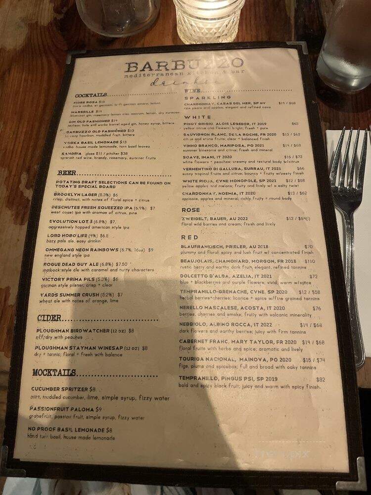 Barbuzzo - Philadelphia, PA menu_pic