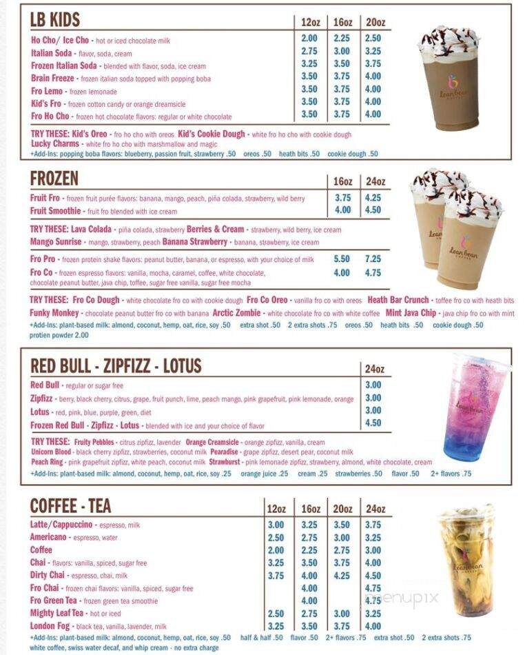 Lean Bean - Coeur D'Alene, ID menu_pic