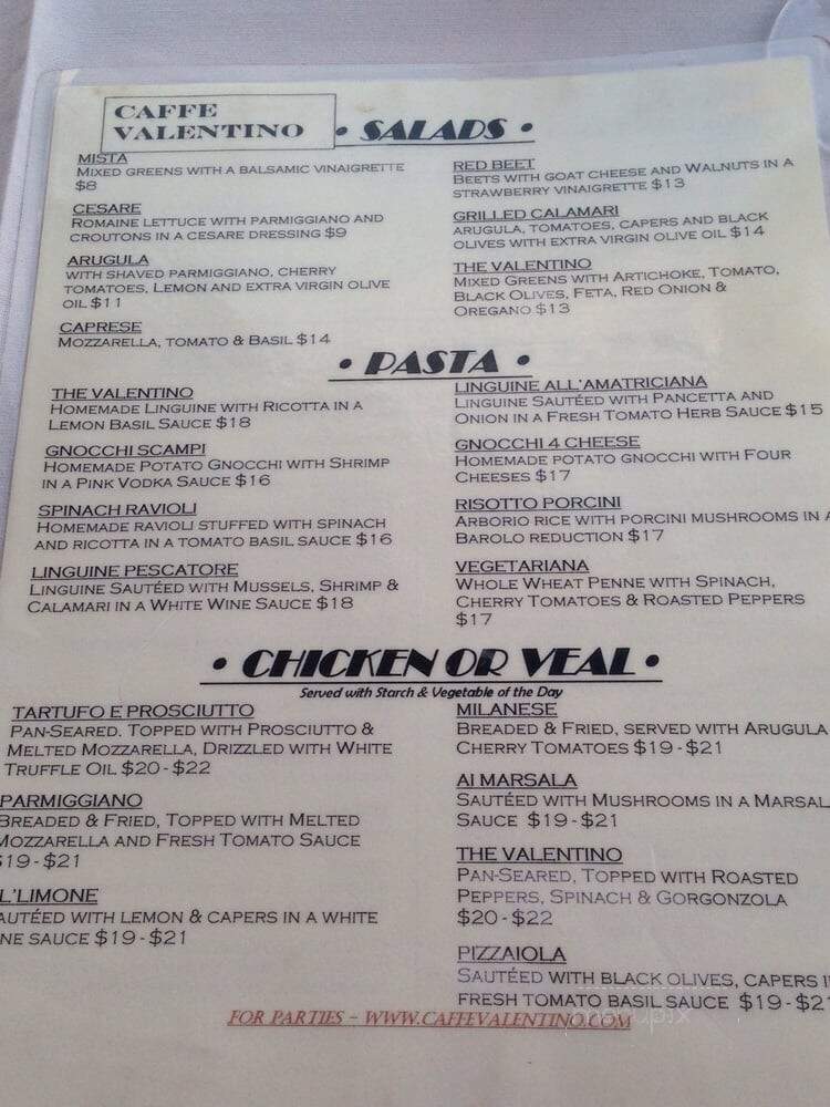 Caffe Valentino - Merchantville, NJ menu_pic