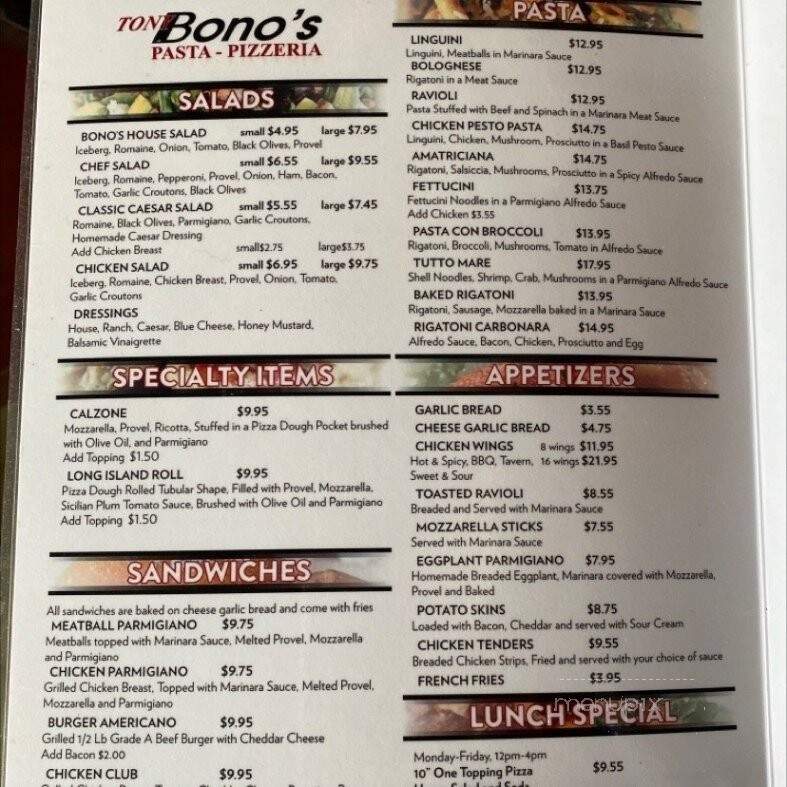 Bono's Pizzeria - Saint Louis, MO menu_pic
