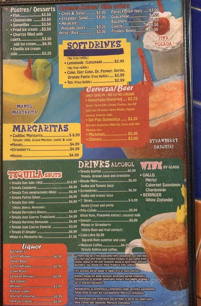 Mariscos Chihuahua - Tucson, AZ menu_pic